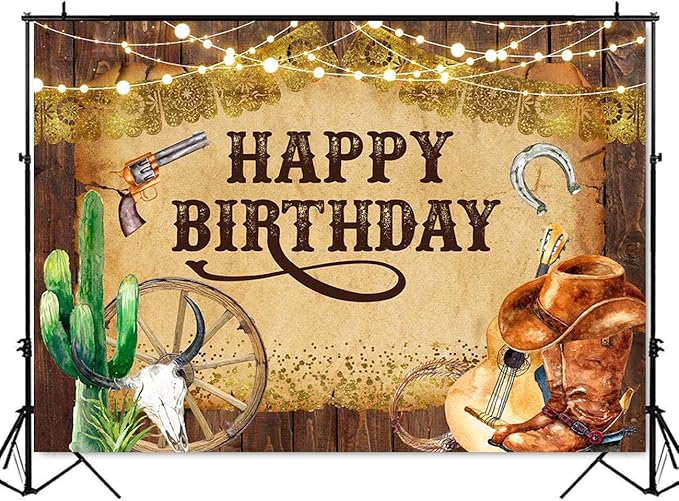 Mocsicka Western Backdrop Western Party Decorations Wild West Rodeo Cowboy Background Brown for Boys Birthday Party Supplies Banner for Photography (10x8ft(120x96 inch))