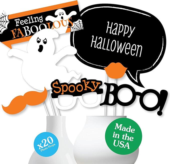 Big Dot of Happiness Spooky Ghost - Halloween Party Photo Booth Props Kit - 20 Count