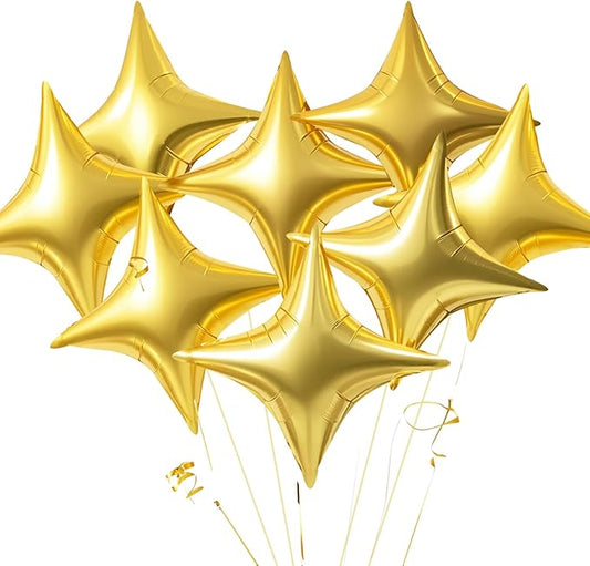 TONIFUL 20Pcs 26Inch Large Gold Four Pointed Star Shape Foil Balloons Big Gold Star Mylar Balloons for Birthday Wedding Baby Shower Anniversary Engagement Party Decorations Supplies