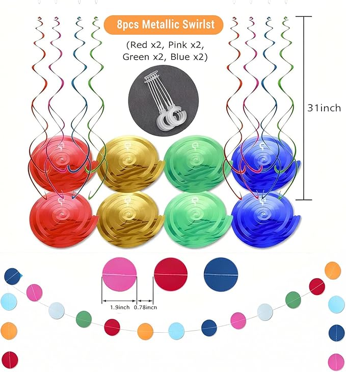 Happy Birthday Decorations, 60Pcs Rainbow Happy Birthday Banner Decorations for Men Women Party Supplies