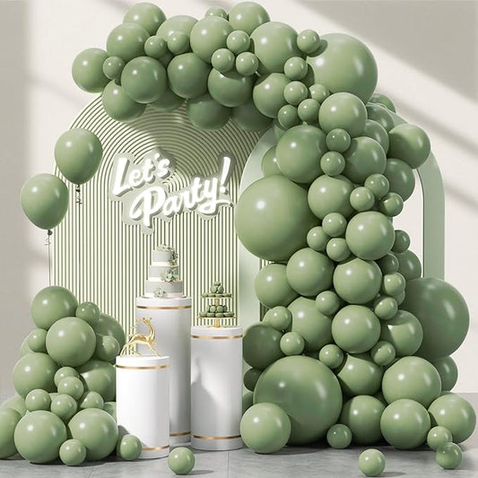 120pcs Sage Green Balloons, 18 12 10 5 inch Sage Balloons Different Sizes Light PastelGreen Balloon Arch Kit for Wedding Bridal Shower Baby Shower Birthday Party Decorations