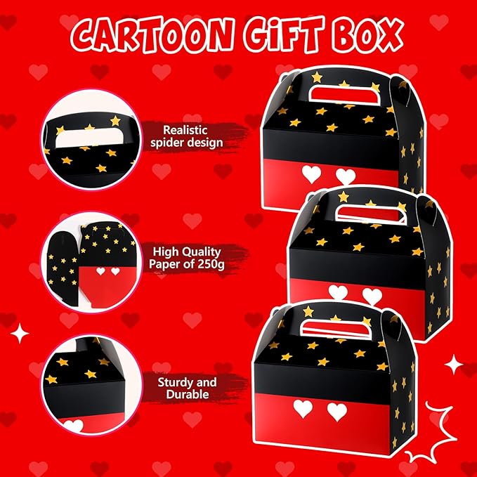 Marspark 12 Pack Black Mouse Cartoon Birthday Party Supplies, Paper Gift Boxes, Cartoon Candy Treat Boxes for Birthday Party Decorations(Black Mouse Pattern)