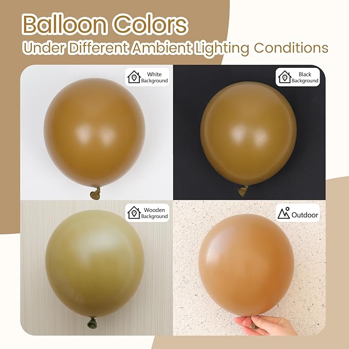 120pcs Brown Balloons, 18 12 10 5 inch Brown Balloons Different Sizes Brown Balloon Arch Kit for Baby Shower Wedding Anniversary Birthday Party Decorations