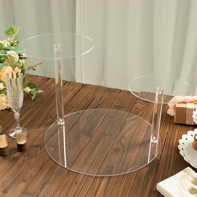 Efavormart 23" Clear 3-Tier Plastic Spiral Pedestal Dessert Display Riser, Round Cupcake Cake Stand