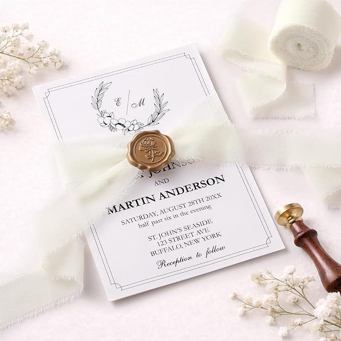 DORIS HOME Cream White Chiffon Ribbon for Flower Bouquet, 1" x21Yd Fabric Ribbon for Gift Wrapping, Handmade Frayed Ribbon for Wedding Invitations/Christmas Decorations