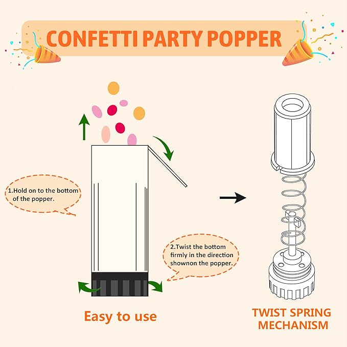 12 PCS Confetti Poppers Cannons for Wedding Birthday Graduation Baby Shower Anniversary Christmas New Year's Kids Fun Party Supplies Decorations and Favors