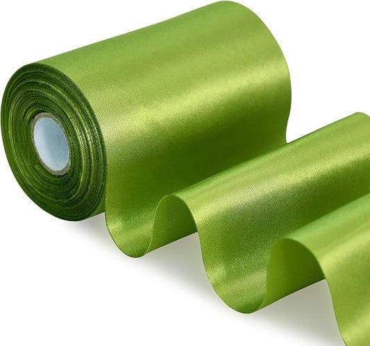 TONIFUL 4 in x 22Yds Wide Glass Green Satin Ribbon Solid Fabric Large Ribbon for Cutting Ceremony Kit Grand Opening Chair Sash Table Hair Car Bow Gift Wrapping Wedding Party Decoration Christmas