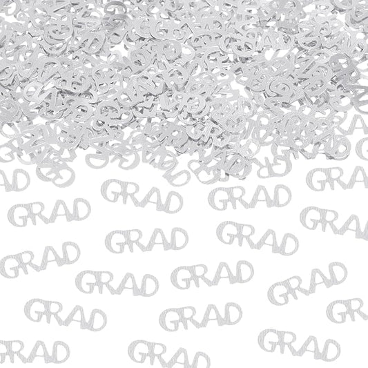 ONLYKXY 15gram Glitter Table Confetti Decor Scatter Bless Confetti Grad Party Decor for Congrats College Graduation Birthday Wedding Party Chocolate Favor Envelope Decal (Silver GRAD)
