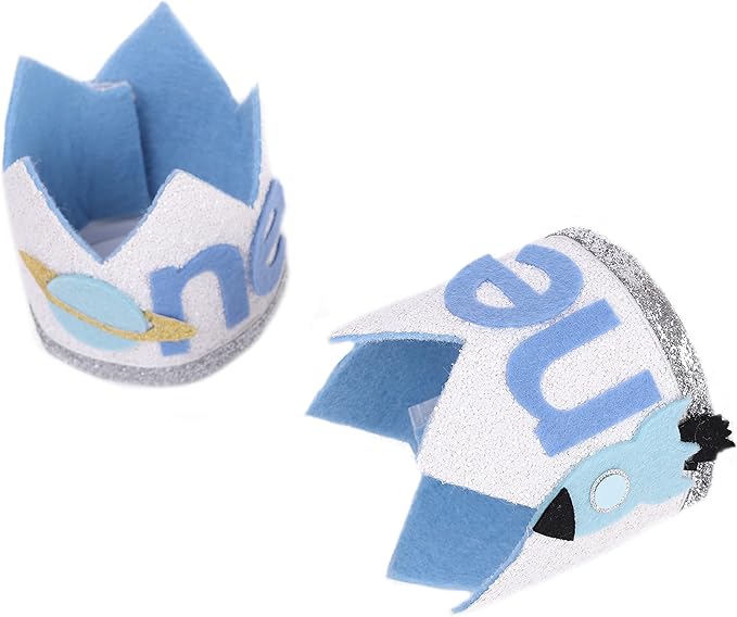 WAOUH The First Birthday Crown Orbiting the Sun - Outer Space Theme, Rocket Hat, Planet Crown for Birthday