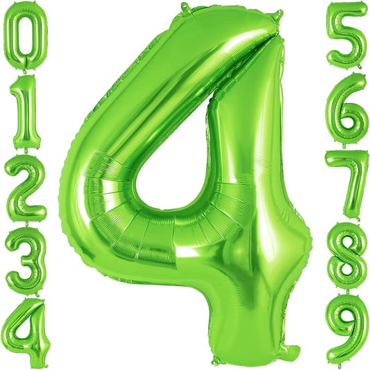 Green Number 4 Balloon 40 Inch, Big Large Foil Helium Number Balloons, Jumbo Giant Mylar Number 4 Balloons for 4 Year Old Birthday Party Decorations Supplies Anniversary Celebration