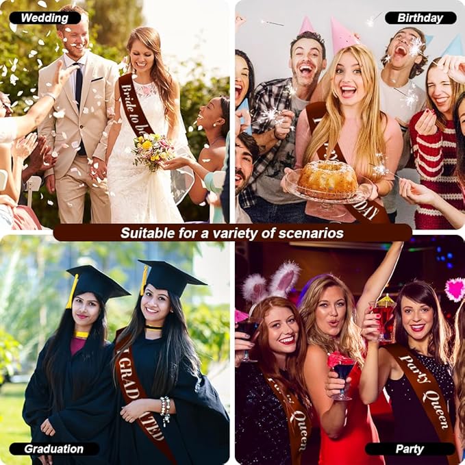 12pcs Brown Sashes for Badges, Scout Senior Pirate Custom Sash - Engraving Wedding Party Favors & DIY Party Supplies