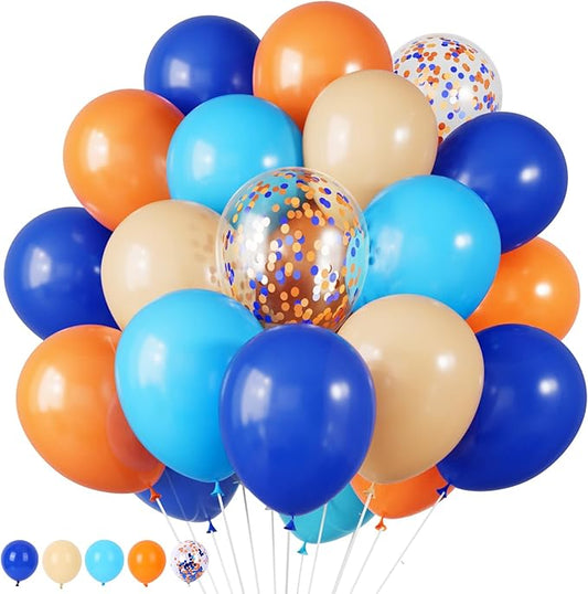 RUBFAC Blue and Orange Balloons Kit, Party Balloon for Blue Birthday Decoration Baby Shower Graduation Thanksgiving Decoration