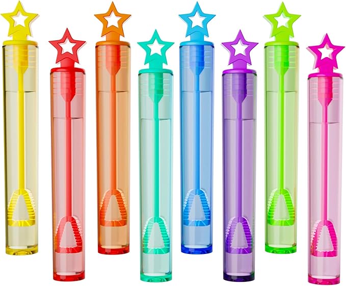 EagleStone 32 Pcs Star Bubble Wands Bulk for Kids, 8 Color Mini Bubble Party Favors, Goodie Bag Stuffers, Classroom Prizes, Birthday Gifts, Easter Basket, Carnival, Summer Outdoor Toys for Toddlers