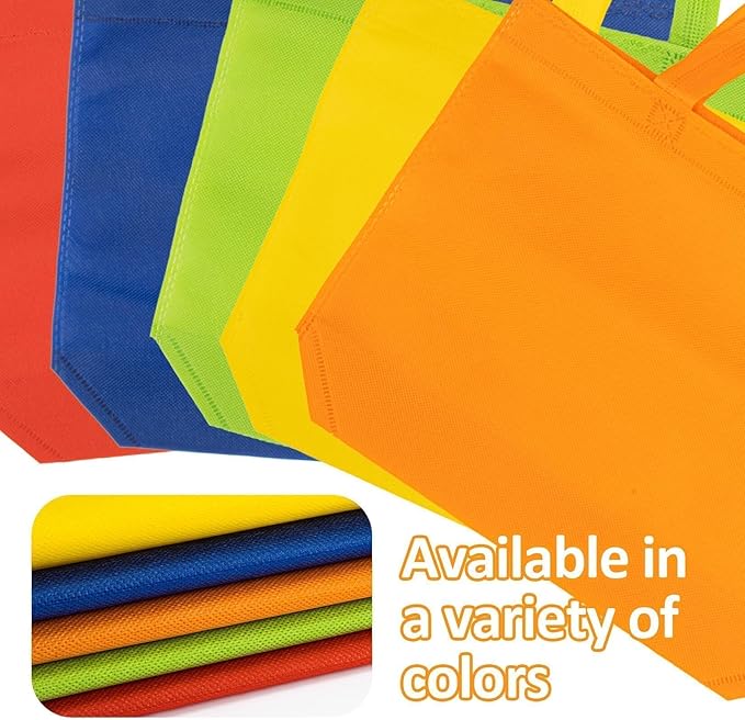 MAQIHAN Non-Woven Party Favor Bags - 10 PCS Reusable Gift Bags with Handles Colorful, Solid Color, Medium Size 10.3x13 inch Nonwoven Reusable Grocery Bags, for Christmas Gifts, for Birthday Party Bag Storage
