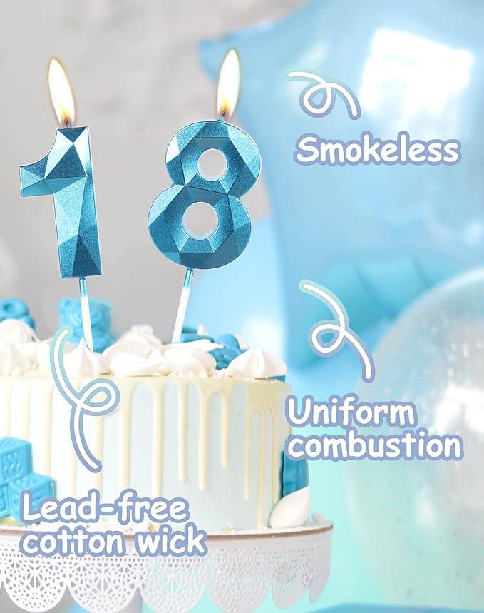 29th Birthday Candles,Number 29 Candles,Blue Happy Birthday Candle for Cake,3D Design Cake Topper Decorations for Women Men Birthday Party Wedding Anniversary Celebration Supplies