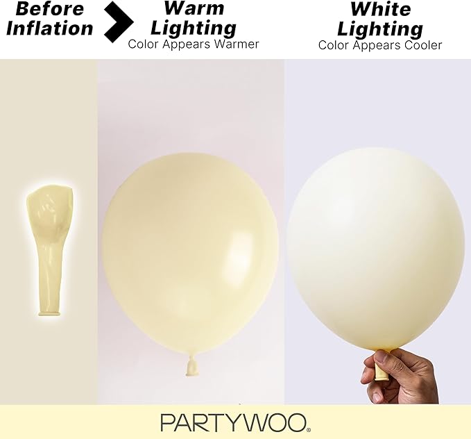 PartyWoo Pastel Yellow Balloons 155pcs Different Sizes of 18 12 10 5 Inch Light Pale Yellow Balloon Arch Kit Garland for Baby Shower Easter Little Cutie Bee Birthday Party Decorations Yellow-Q07