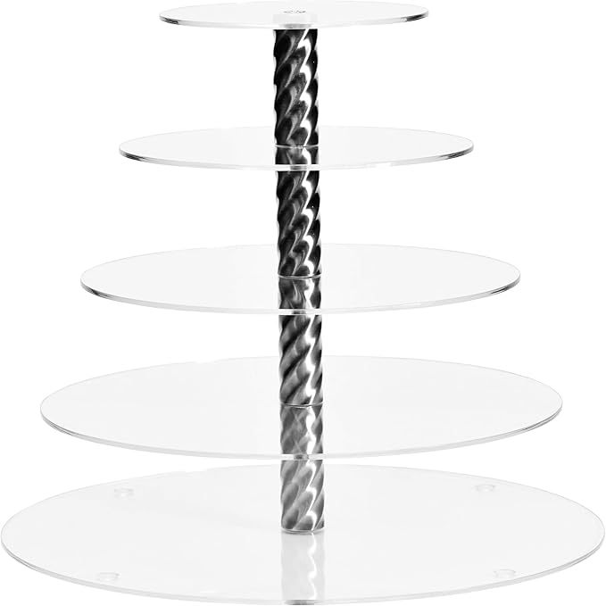AMT Acrylic Cupcake Stand | Clear Acrylic Cupcake Stand for 57 Cupcakes | 5 Tiers Cupcake Stand | Perfect for a Wedding Shower, Birthday Party, Baby Shower. (1 pc/Box) (Round - 5 Tiers)