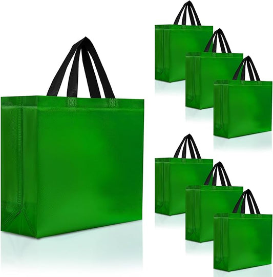 Nush Nush Large Green Gift Bags Bulk – Set of 30 Shiny Reusable Green Gift Bags With Handles - Perfect Goodie Bag for Christmas, Birthday Party Favor s, Holiday, Parties and Events – 13Wx5Dx11H