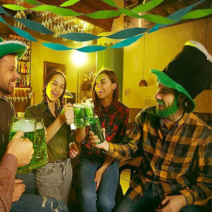 Crepe Paper Streamers 8 Rolls 656ft，GreenParty Decorations Streamers (1.8 Inch x 82 Ft/Roll)，for Birthday Decorations, Wedding Decorations, St. Patrick's DayDecorations