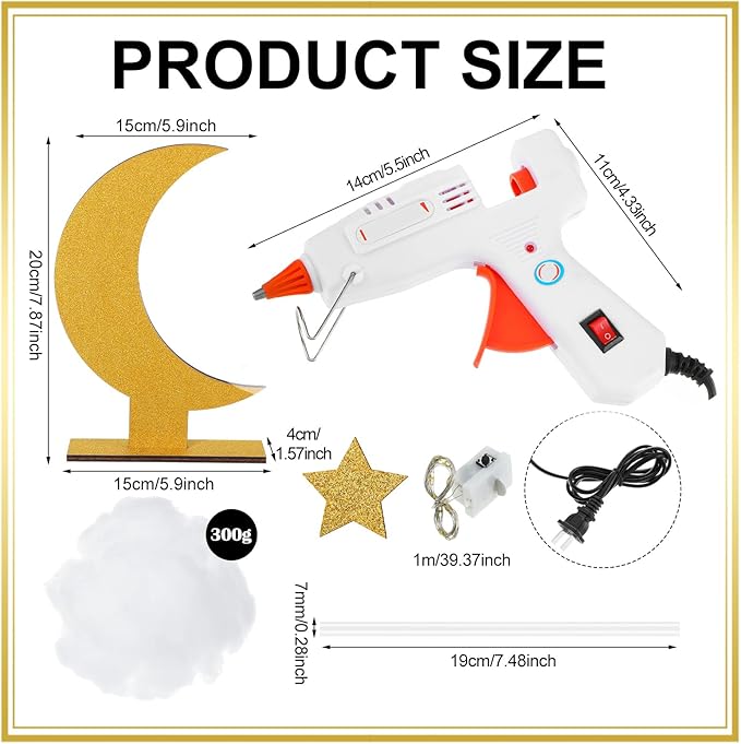 Wonderjune 9 Sets Twinkle Twinkle Little Star Table Centerpieces DIY Moon Stars Baby Shower Decorations Light Star Cloud Decor for Baby Shower Birthday Party DIY Crafts(Glitter Gold)