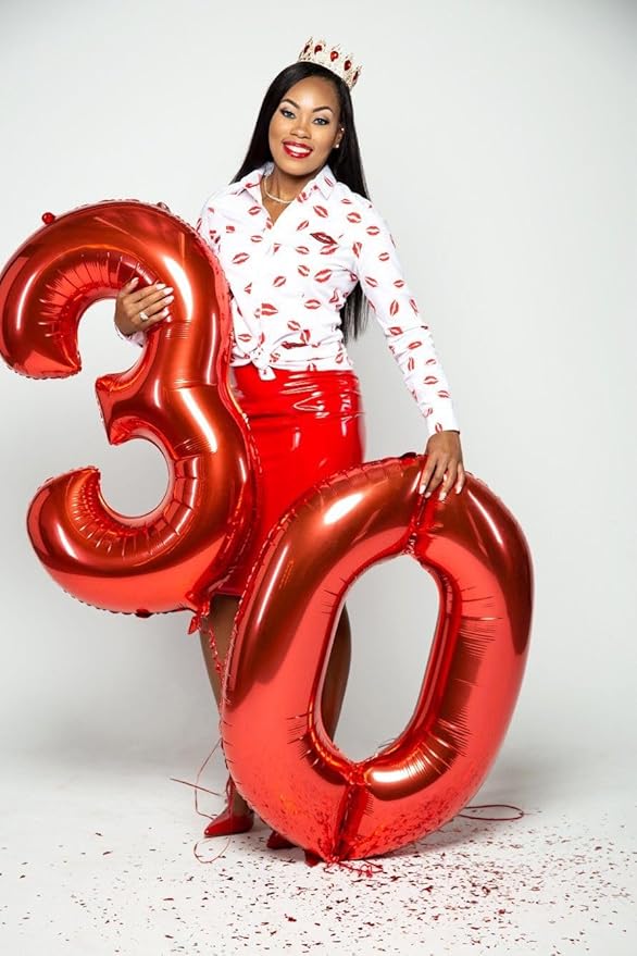 40 Inch Numbers Balloon Red, Large Happy 20th Birthday Decorations for Women, Foil Balloon Number for Wedding Marriage Proposa Big Events Family Reunions Party Supplies