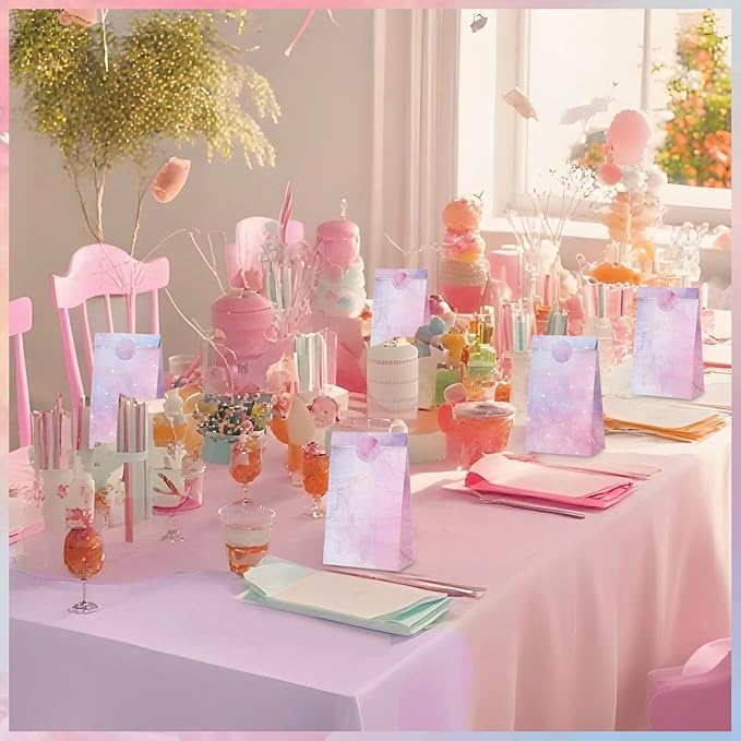 woric 36PCS Party Favor Bags with Stickers, Pink and Purple Goodie Bags for Girls Birthday Small Gift Bag for Kids, Baby Shower, Wedding, Mermaid Party Favor Supplies