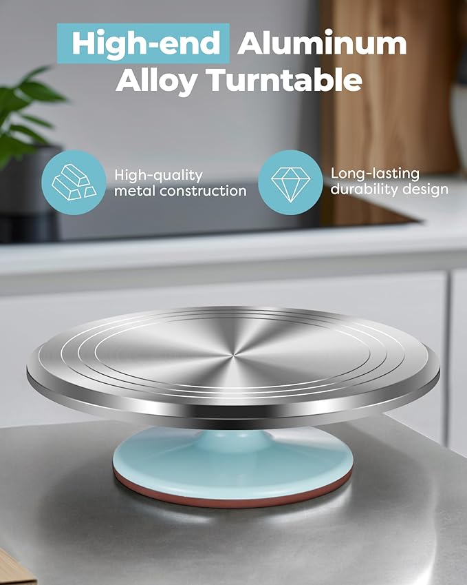 Kootek Aluminium Alloy Revolving Cake Stand 12 Inch Rotating Cake Turntable for Cake, Cupcake Decorating Supplies for Mother's Day