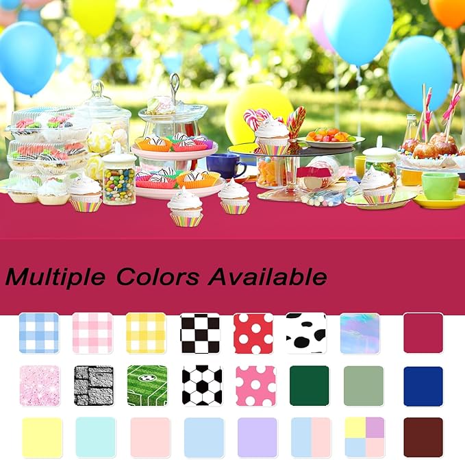 WNINK 6 Pack Bright Red Plastic Tablecloth Disposable Table Covers 54" x 108" Table Cloths for Bridal Shower Engagement Wedding Birthday Picnic Parties
