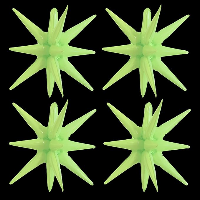 TONIFUL 4 Pcs 22inch 4D Light Green Explosion Star Mylar Balloons for Party Backdrop Christmas,New Year Birthday, Wedding Baby Shower Anniversary Photo Booth Supplies