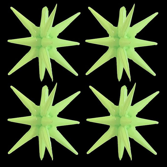TONIFUL 4 Pcs 22inch 4D Light Green Explosion Star Mylar Balloons for Party Backdrop Christmas,New Year Birthday, Wedding Baby Shower Anniversary Photo Booth Supplies