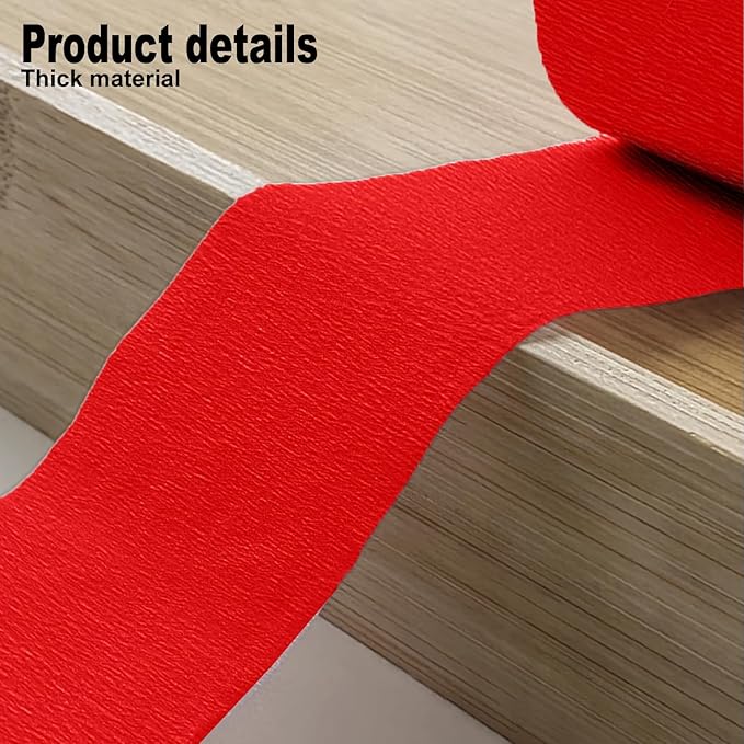 4 Crepe Paper Streamers Rolls, 328ft Pack of Red and Black Crepe Paper for Birthday Wedding Baby Shower Party Decorations (1.8 inch x 82 ft/Roll)