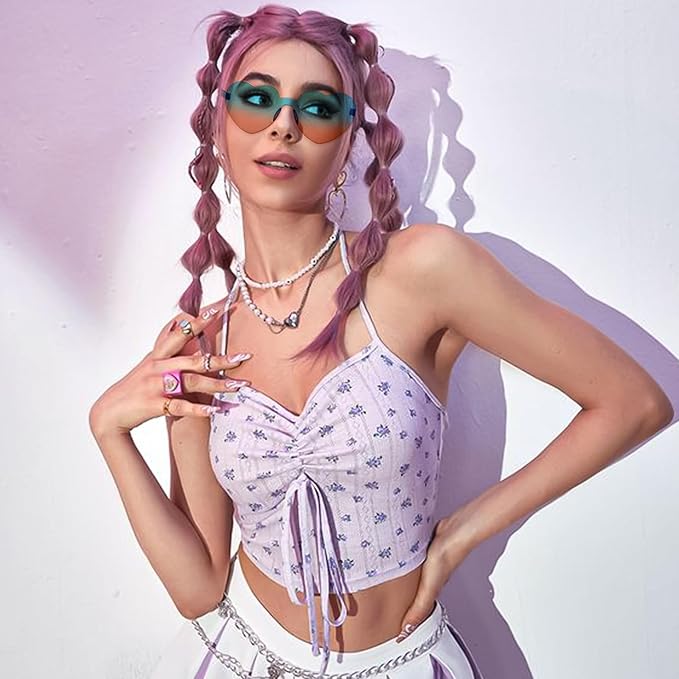 14/42 Pack Heart Sunglasses for Women, Fun Cute Rimless Transparent Candy Color Heart Glasses Party Favors