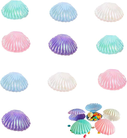 10Pcs Shell Candy Boxes Plastic Plastic Candy Containers Small Gift Box Jewelry Storage Box Seashell Containers Box for Wedding Birthday Baby Shower Christmas Party Favors Home Decor (10pcs)