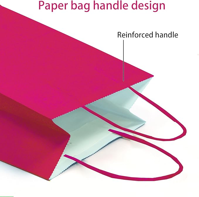ADIDO EVA 25 PCS Rose Pink Gift Bags Small Paper Bags with Handles for Party Favor (8.2 x 6 x 3.1 in, Peach Pink)