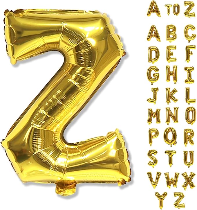 Foil Letter Balloons 40 Inch, Big Alphabet Z Word Balloons, Large Self Inflating Name Balloon Letters Gold Decor, Helium Custom Letter Balloons for Women Birthday Party Anniversary Decoration Supplies