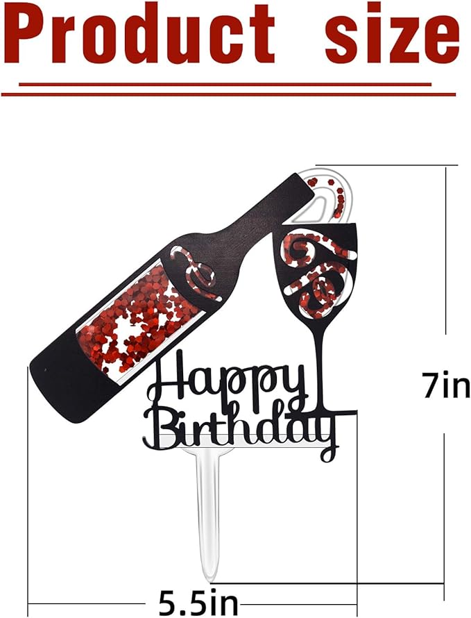 Wine Birthday Cake Topper, Wine Bottle and Glass Acrylic Cake Topper, Aging Like Fine Wine Birthday Decor