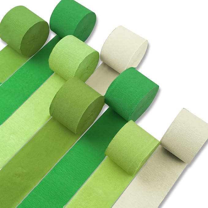 PartyWoo Light Green Crepe Paper Streamers 8pcs 656 ft Pack of Pastel Mint Green Crepe Paper Sheets for Birthday Baby Shower Graduation Woodland Dinosaur Jungle Football Theme Party Decorations