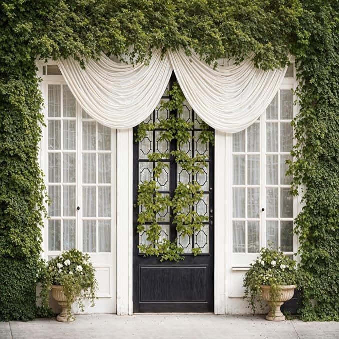 Kate 1010ft Spring Vine Leaf White Door Backdrop - Photography & Portrait Studio Background for Wedding, Bridal, Baby, Birthday Party Decoration