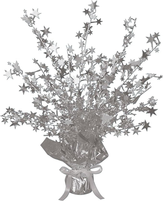 Beistle Star Gleam ‘N Burst Centerpiece, Silver Metallic Table Display for Weddings, New Year’s Celebrations, Birthday Parties, and Elegant Themed Events, 15”