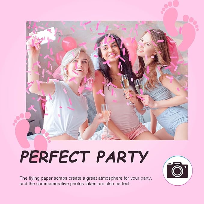 POPUPARTY 2 Pack Gender Reveal Confetti Cannon | No Powder Confetti Poppers | Ideal for Baby Girl Gender Reveal Decoration (2 Pink)