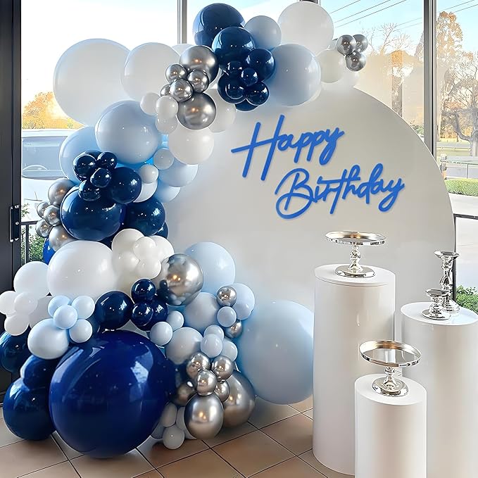 Happy Birthday Sign for Backdrop - Felt Happy Birthday Letter Sign for Balloon Arch Birthday Party Balloon Arch Backdrop Decorations for Birthday Party Baby Shower - Blue