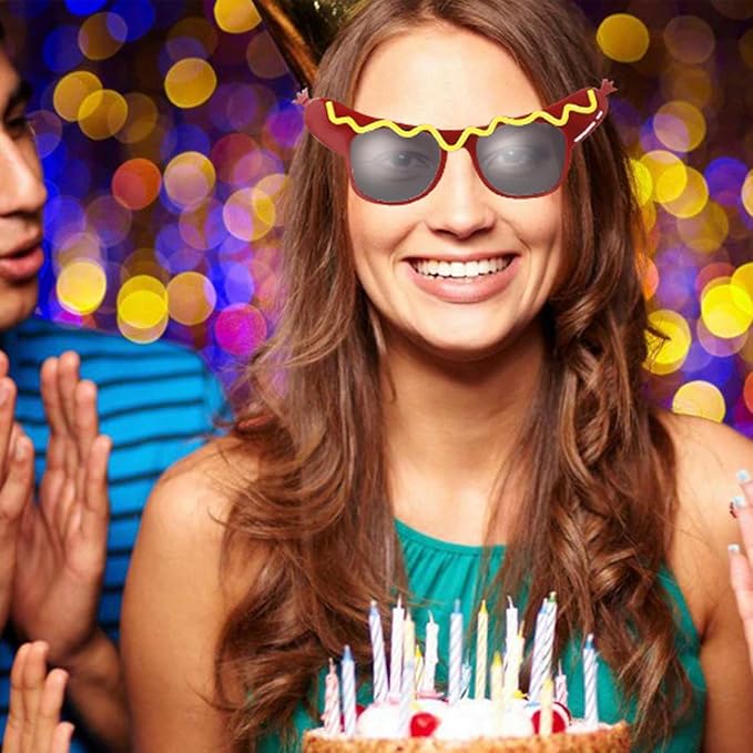 2Pcs Hot Dog Eyeglasses Funny Sunglasses Halloween Dance Party Makeup Glasses Summer Dress Up Decorative Eyewears