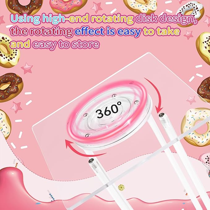 2 Pack Acrylic Donut Stand with Lazy Susan Turntable Tower Stand, Includes 2 Rotating Bases and 8 Support Rods, Perfect for Dessert Tables, Birthday, Wedding, Baby Shower, Party (2 Pack)
