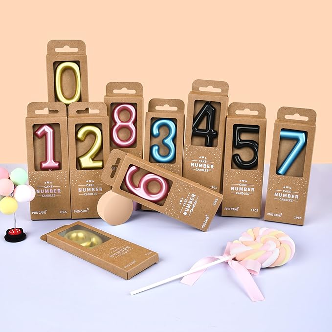 PHD Cake 2.76 inch Classical Pink 8 Number Birthday Candles for Party Celebration