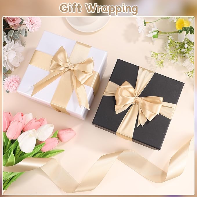 woric Champagne Gold Ribbon 1 1/2 Inch 60 Yards Wide Gift Satin Ribbons Gold Bows for Mothers Day Graduation Gift Wrapping Flower Bouquet Birthday Decorations