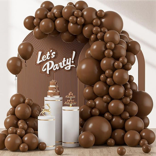 120pcs Dark Brown Balloons, 18 12 10 5 inch Boho Latex Balloons Different Sizes Dark Brown Balloon Arch Kit for Birthday Baby Shower Wedding Anniversary Party Decorations