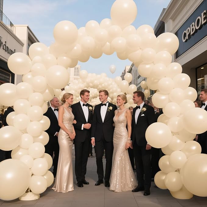 Sand White Balloon Arch Kit 111Pcs 18 12 5 Inch Latex Party Balloons Garland for Birthday Baby Shower Wedding Engagement Anniversary Christmas Party Decorations