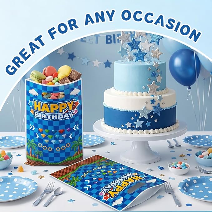 Pixel Video Game Birthday Party Favor Bags with Handles, 30 Pcs Retro Gold Ring Gem Birthday Decorations Goodie Goody Bags, Candy Gift Bags for Kids Boys Girls Party Supplies