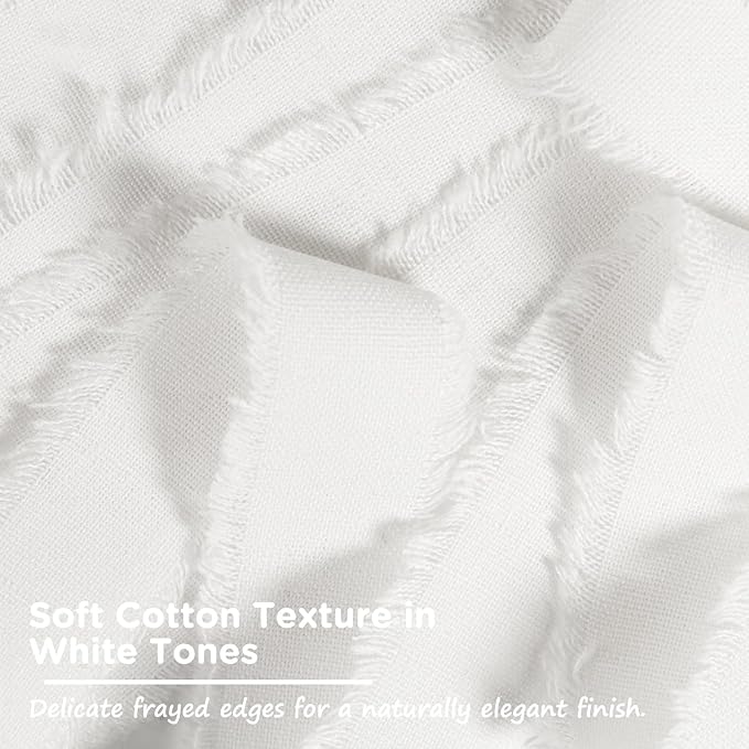 White Cotton Ribbon 5/8 Inch White 3 Rolls 21 Yards Frayed Edge Fabric Set for Wedding Invitations, Bridal Bouquet Wrap, Baby Shower, Christening & Gift Wrapping