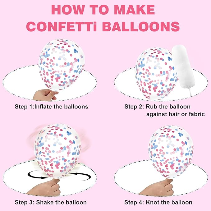 Pink and Blue Latex Balloons Set, 65Pcs 12 Inch Metallic Pink and Metallic Blue Balloons, Gender Reveal Balloons for Boy or Girl Gender Reveal Decorations Birthday Party Baby Shower Anniversary